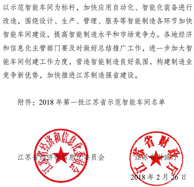 智能，智能車間，示范智能車間，江蘇省示范智能能車間